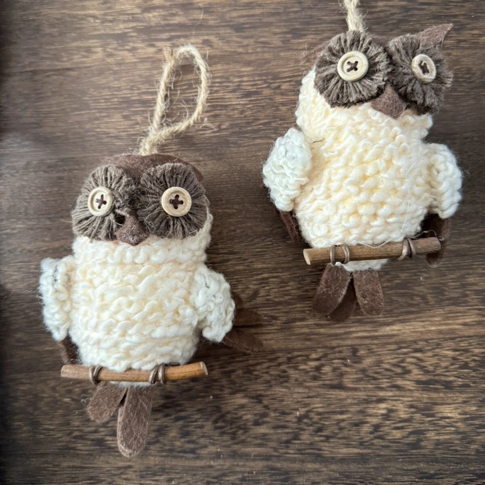 Owl Christmas Ornaments 
Handcrafted Cream and Brown Owl Ornaments